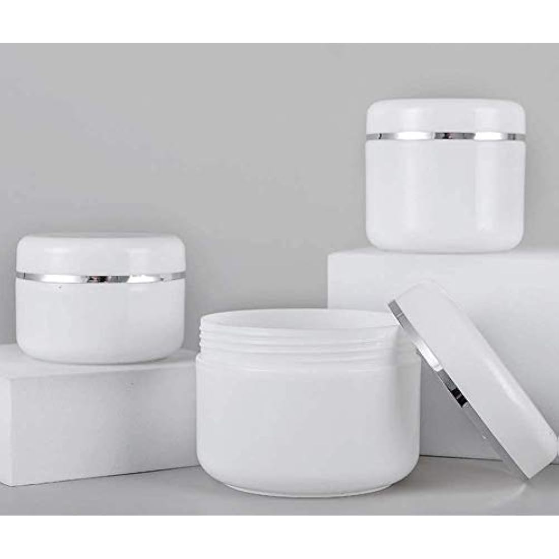 Jolof Store 100ml White Plastic Cosmetic Jars with Lids – 6 Pack