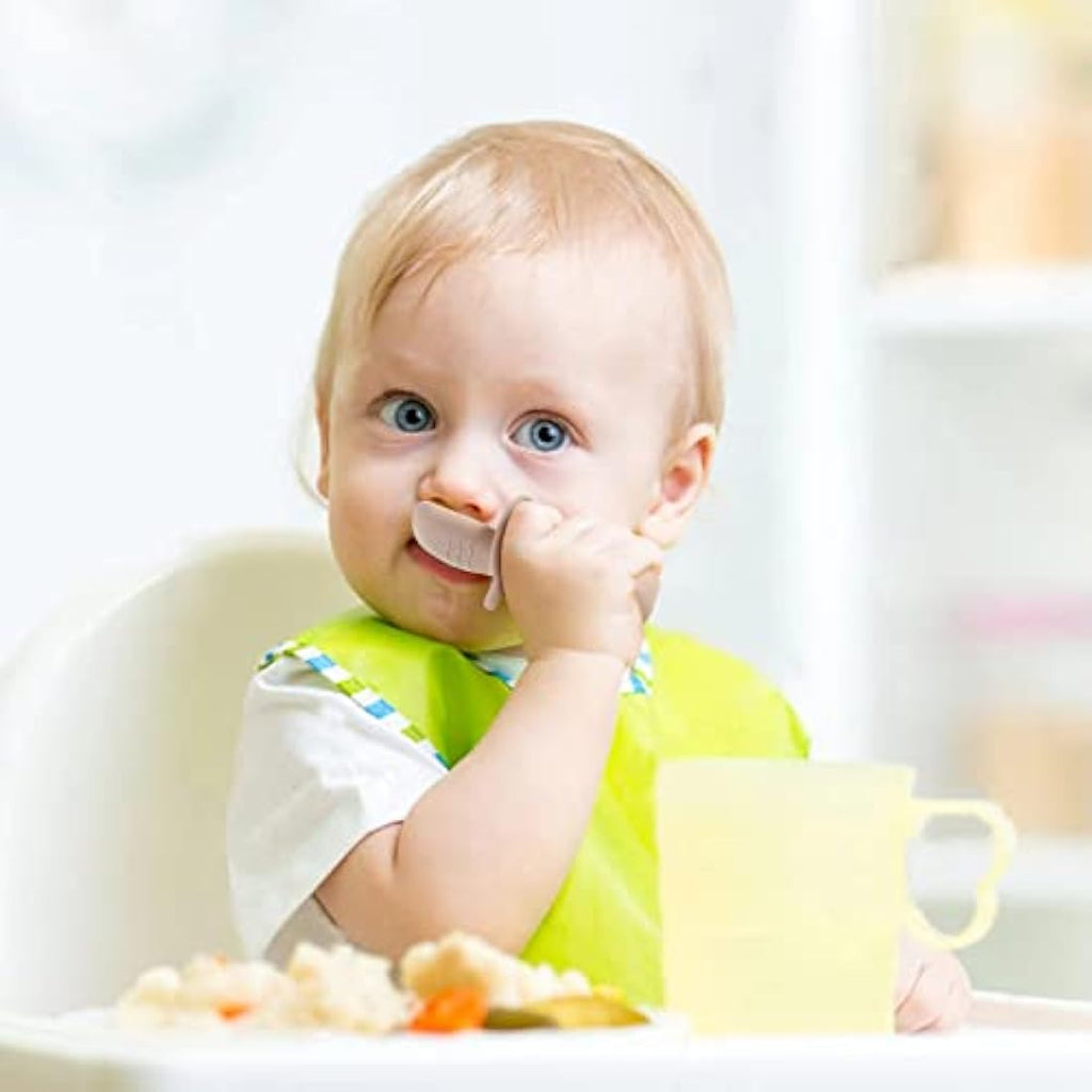 PandaEar Silicone Baby Spoons and Fork Set – Anti-Choke Self Feeding, Pink