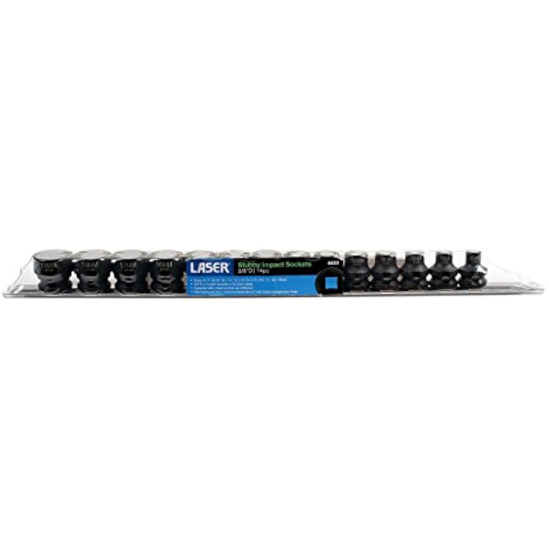 Laser Tools 3/8"D Stubby Impact Socket Set - 14pc Automotive Kit