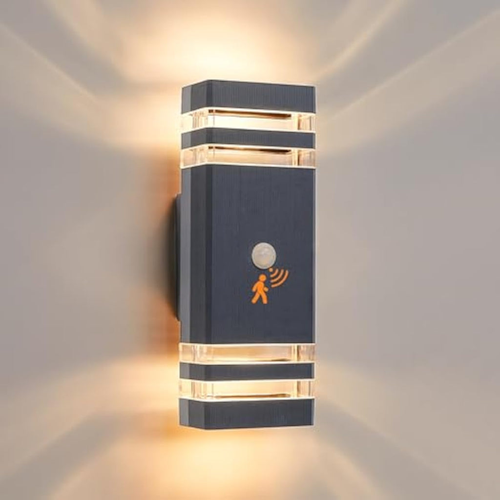 CELAVY Motion Sensor Outdoor Wall Light – IP65 Modern LED Sconce, Grey