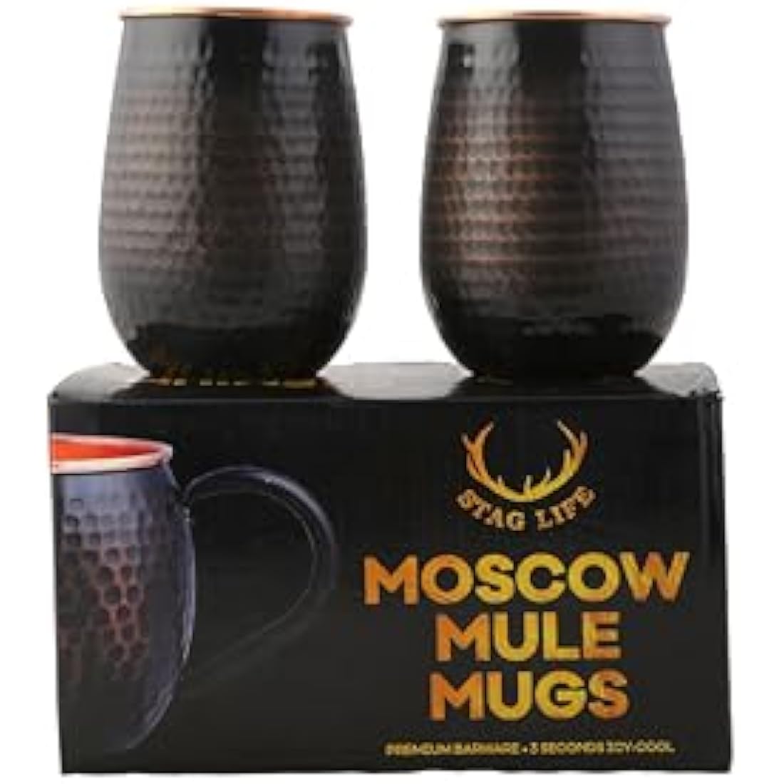 Staglife Pure Copper Tumblers – 16 Oz Hammered Moscow Mule Cups, Set of 2
