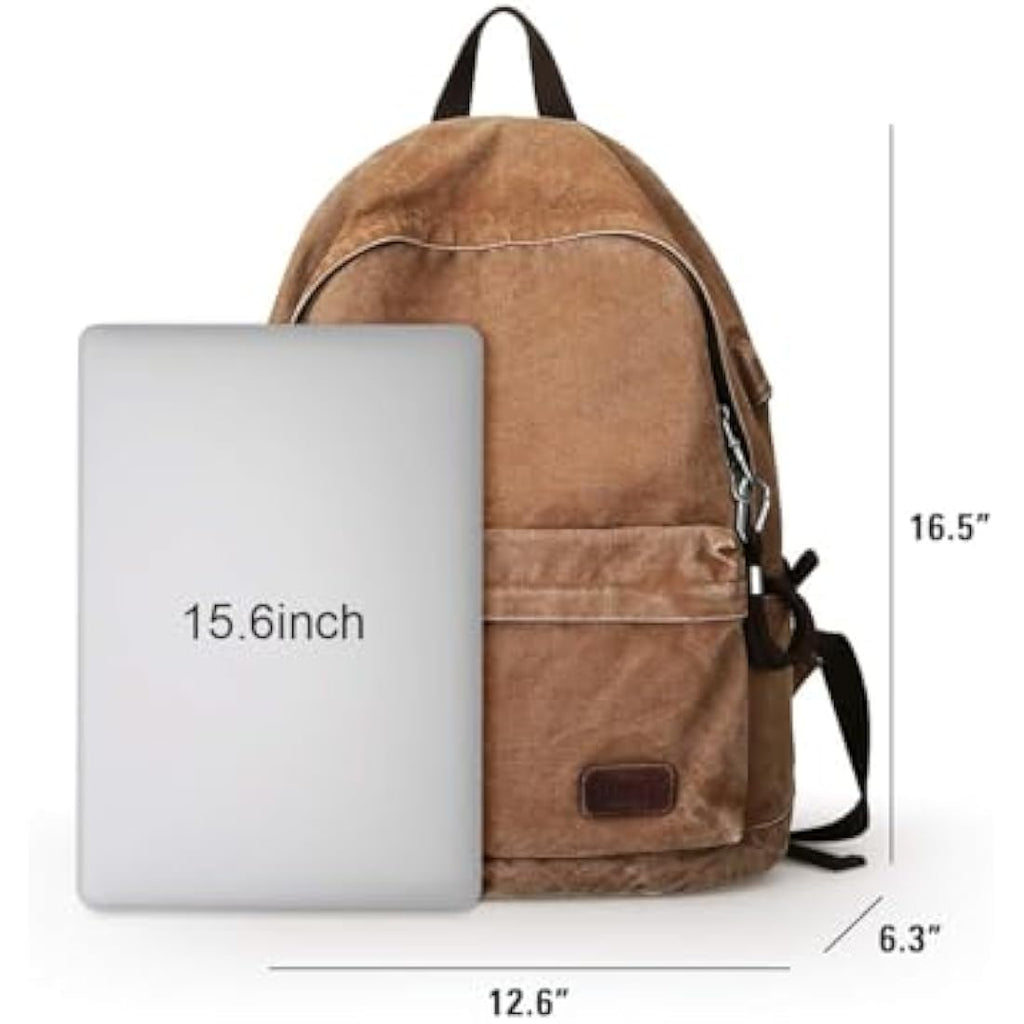 Muzee Canvas Laptop Backpack | 15.6 Inch Anti-Theft Travel Daypack