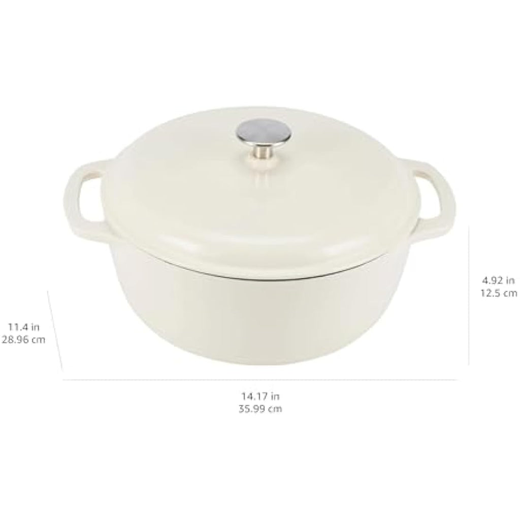 Enameled Cast Iron Dutch Oven – 5.7 L Round Pot, White