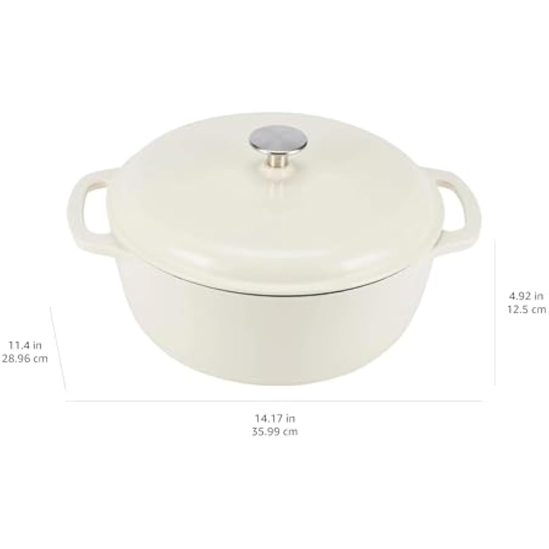 Enameled Cast Iron Dutch Oven – 5.7 L Round Pot, White