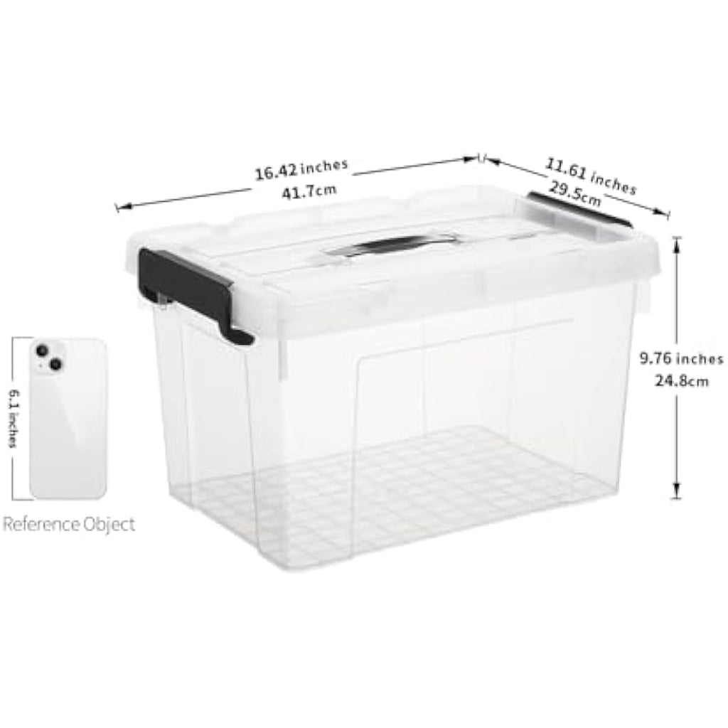 Cetomo 20L Clear Plastic Storage Boxes with Lids and Handles – 4 Pack
