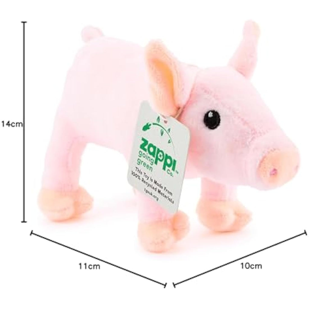 Zappi Co Recycled Piglet Plush Toy | 14cm Eco-Friendly Stuffed Animal