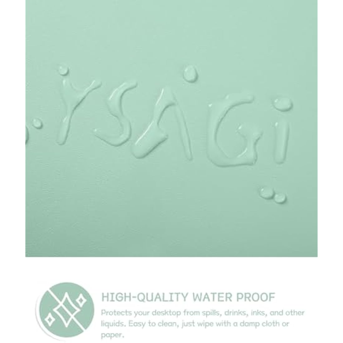 YSAGi PVC Leather Desk Pad – Waterproof Non-Slip Writing Mat, Light Green