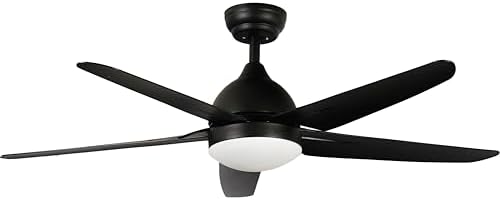 FINXIN 52" Ceiling Fan with LED Light and Remote | Reversible Black