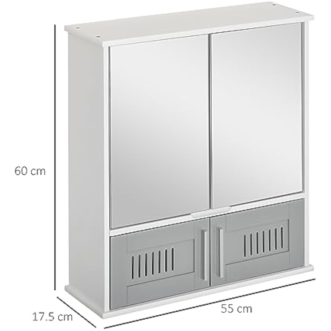 Kleankin Grey Bathroom Mirror Cabinet | Wall Mounted Storage Cupboard