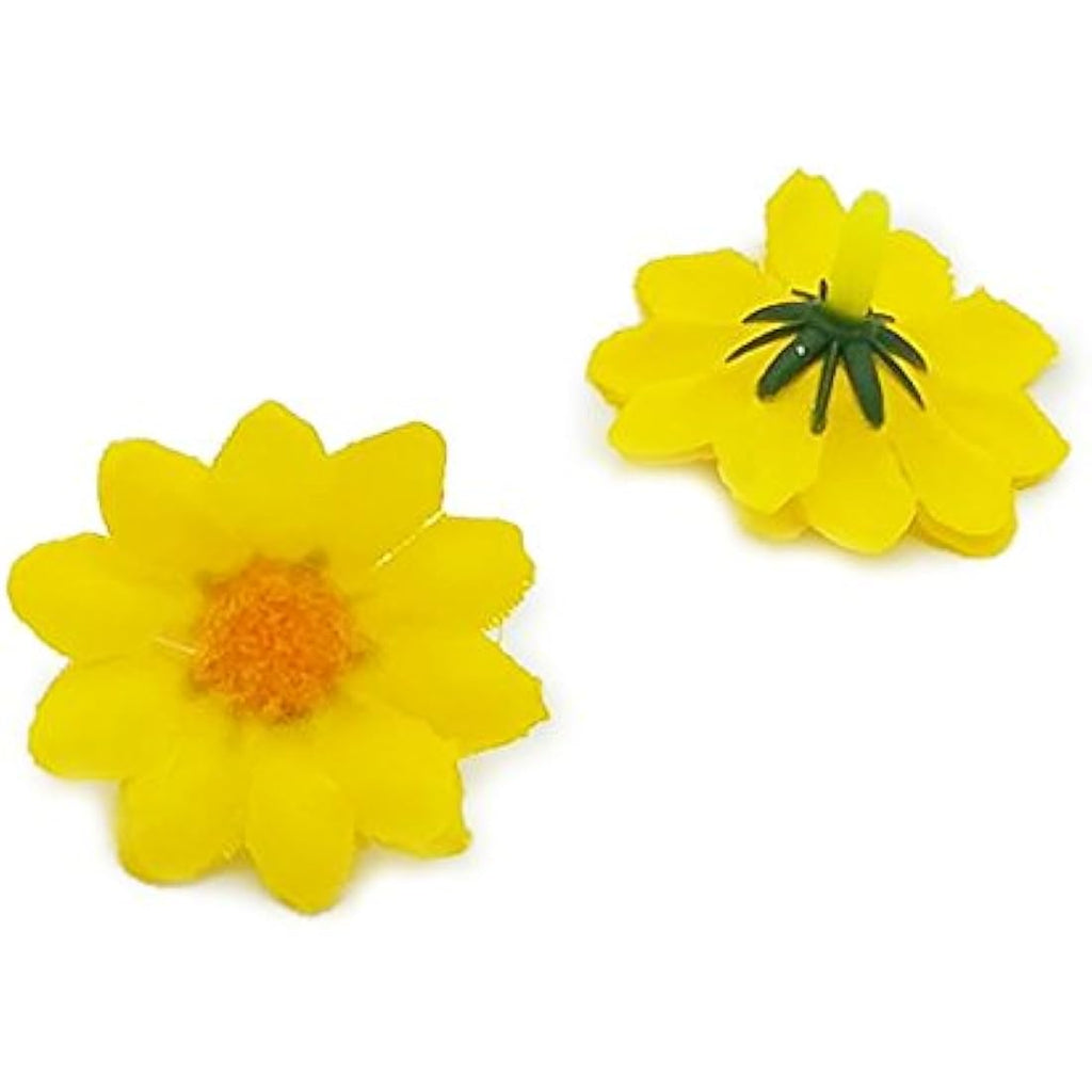 100pcs Yellow Artificial Daisy Flower Heads for DIY Crafts