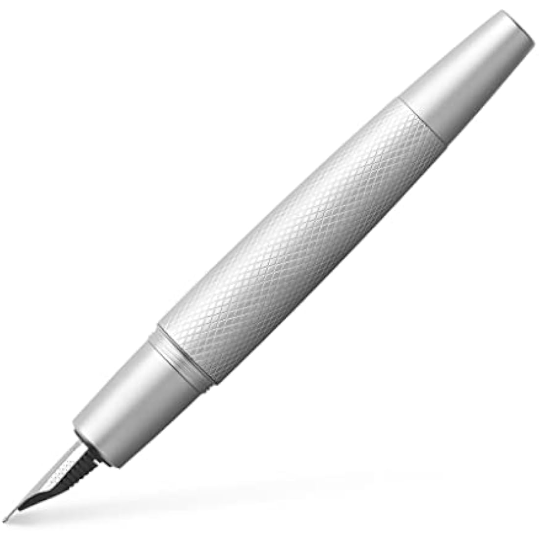 Faber-Castell E-motion Fountain Pen – Pure Silver Matt Metal, Bold Nib