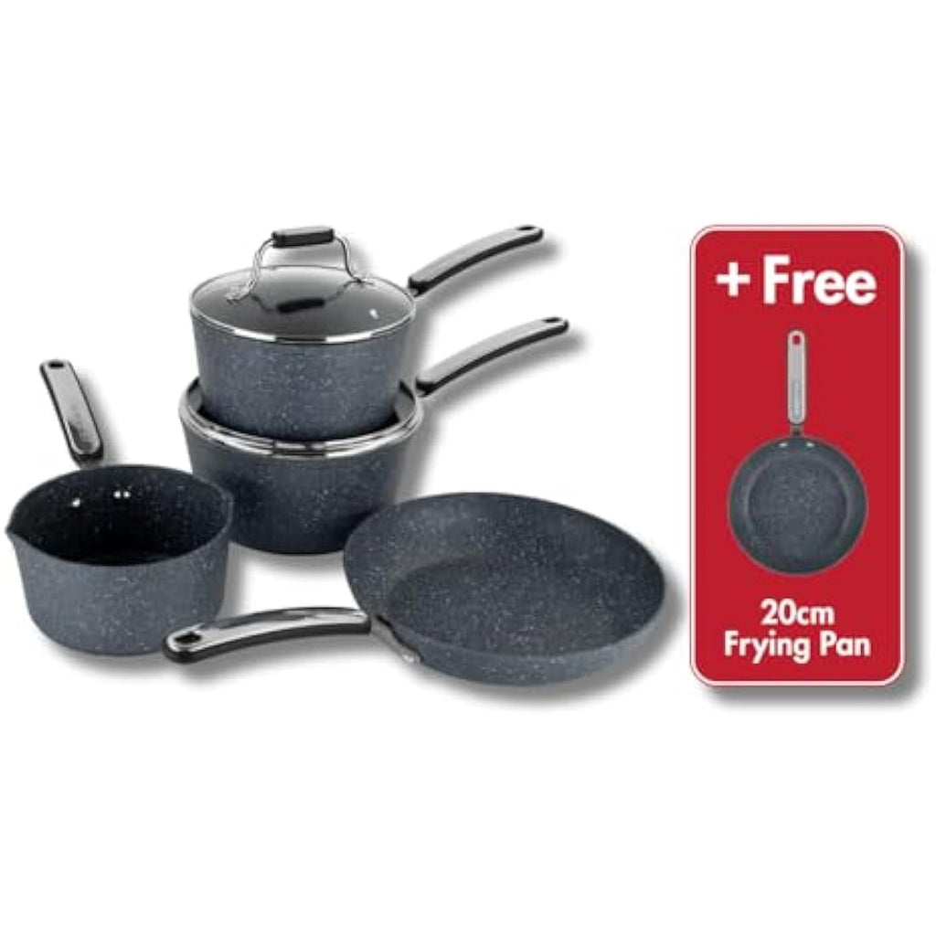Scoville Neverstick+ 5 Piece Non-Stick Cookware Set | Grey Aluminium