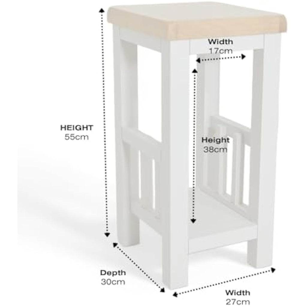 Jolof Store Snow White Side Table – Painted Oak Slim End Table
