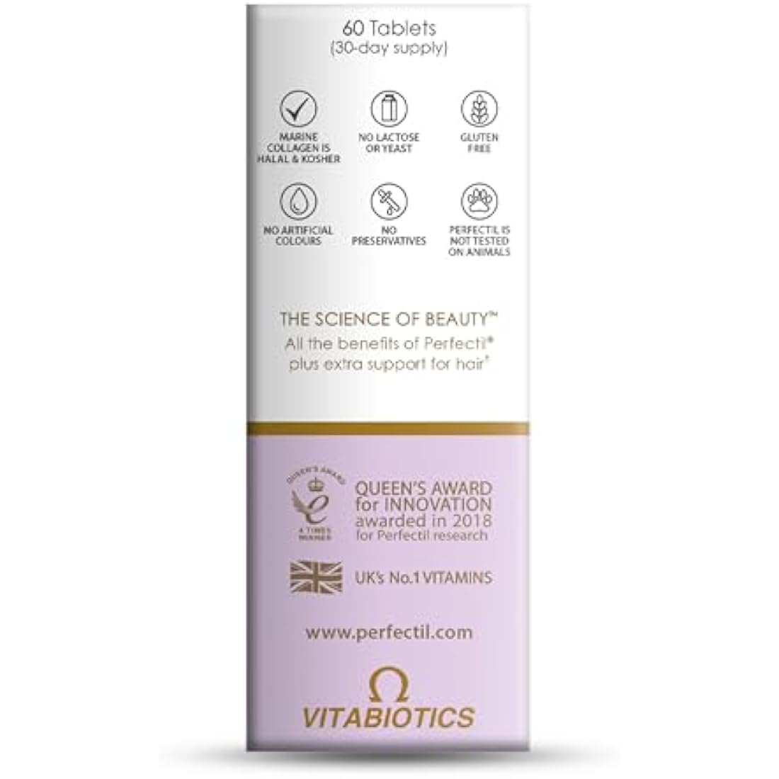 Vitabiotics Perfectil Hair Supplement - Biotin & Collagen, 60 Tablets