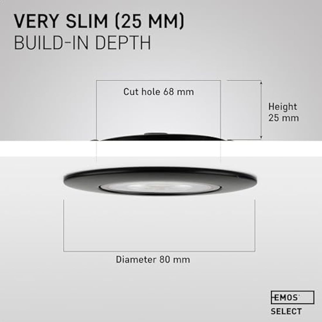 EMOS LED Recessed Ceiling Spotlights - 5W 6500K Cold White Black, 12 Pack