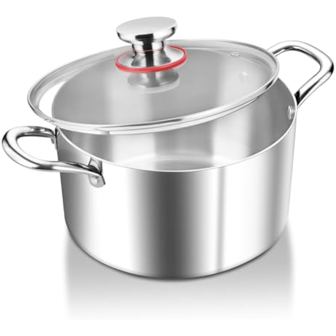 Jolof Store 5.8L Tri-Ply Stainless Steel Stock Pot with Glass Lid