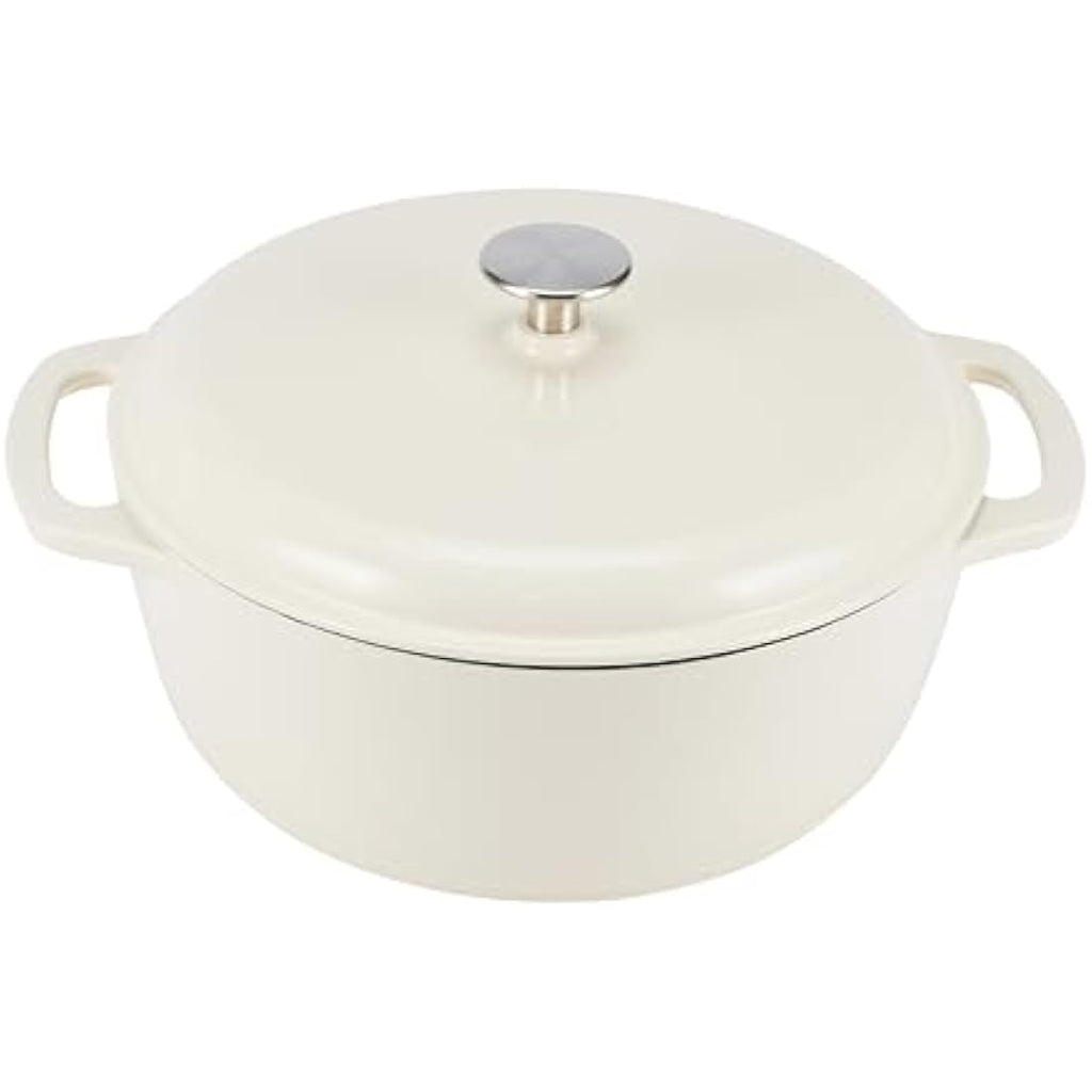 Enameled Cast Iron Dutch Oven – 5.7 L Round Pot, White