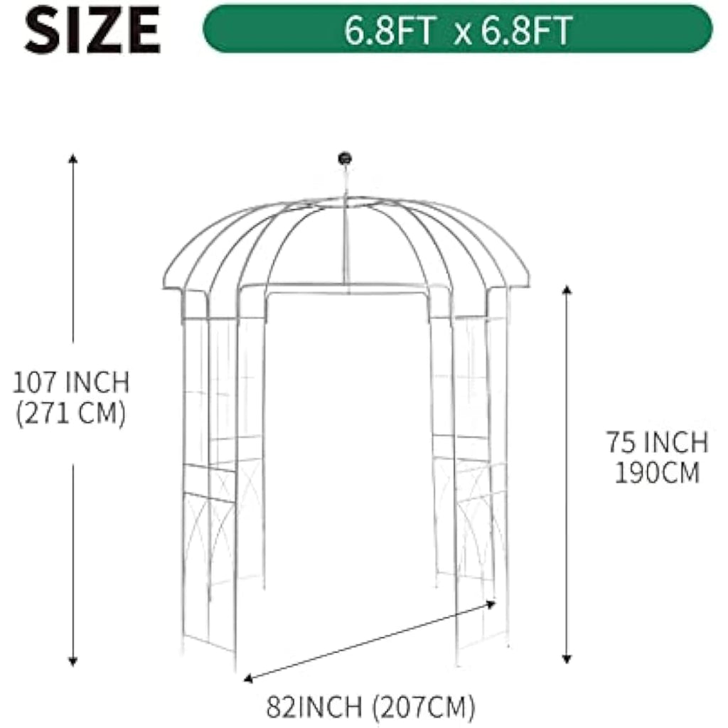 SCENDOR Birdcage Garden Arch Gazebo | 9ft Wrought Iron Wedding Pergola