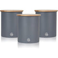 Swan Nordic Set of 3 Tea Coffee Sugar Canisters | Slate Grey & Bamboo
