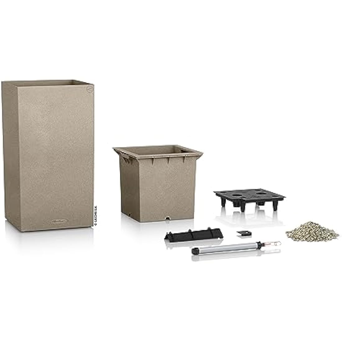 LECHUZA CANTO Stone 40 High Self-Watering Planter – Sand Beige