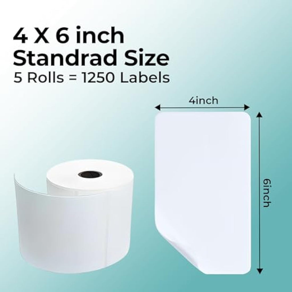 Double Dragon 4x6 Direct Thermal Shipping Labels – 5 Rolls, 1250 Labels