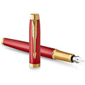 Parker IM Fountain Pen – Red Lacquer Gold Trim Fine Point Gift Box