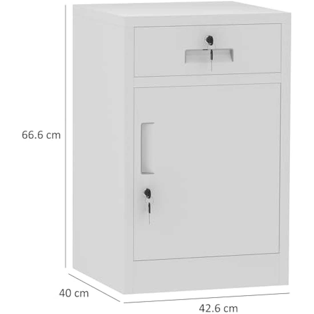 Metal Storage Cabinet – Lockable Drawer & Adjustable Shelf, White