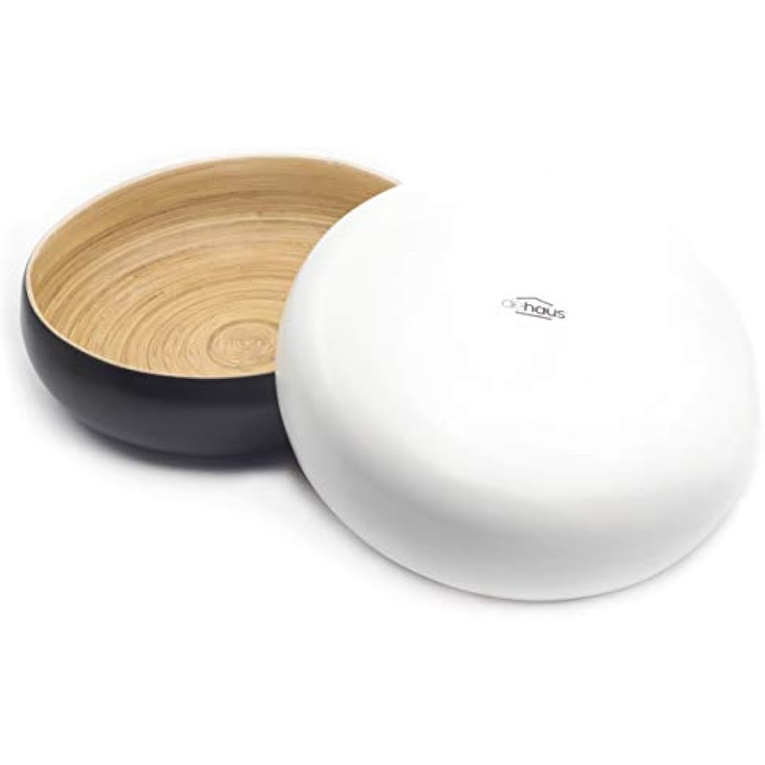 Dehaus Large Bamboo Fruit Bowl – 30cm White Wooden Salad Serving Bowl