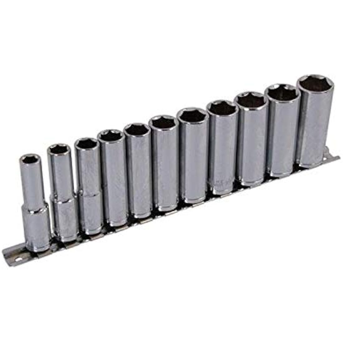 Neilsen 3/8-Inch Drive Deep Socket Set on Rail - Silver, 11 Piece