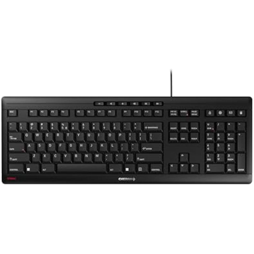 CHERRY STREAM Wired Keyboard – Quiet SX Scissor Keys – Black EU Layout