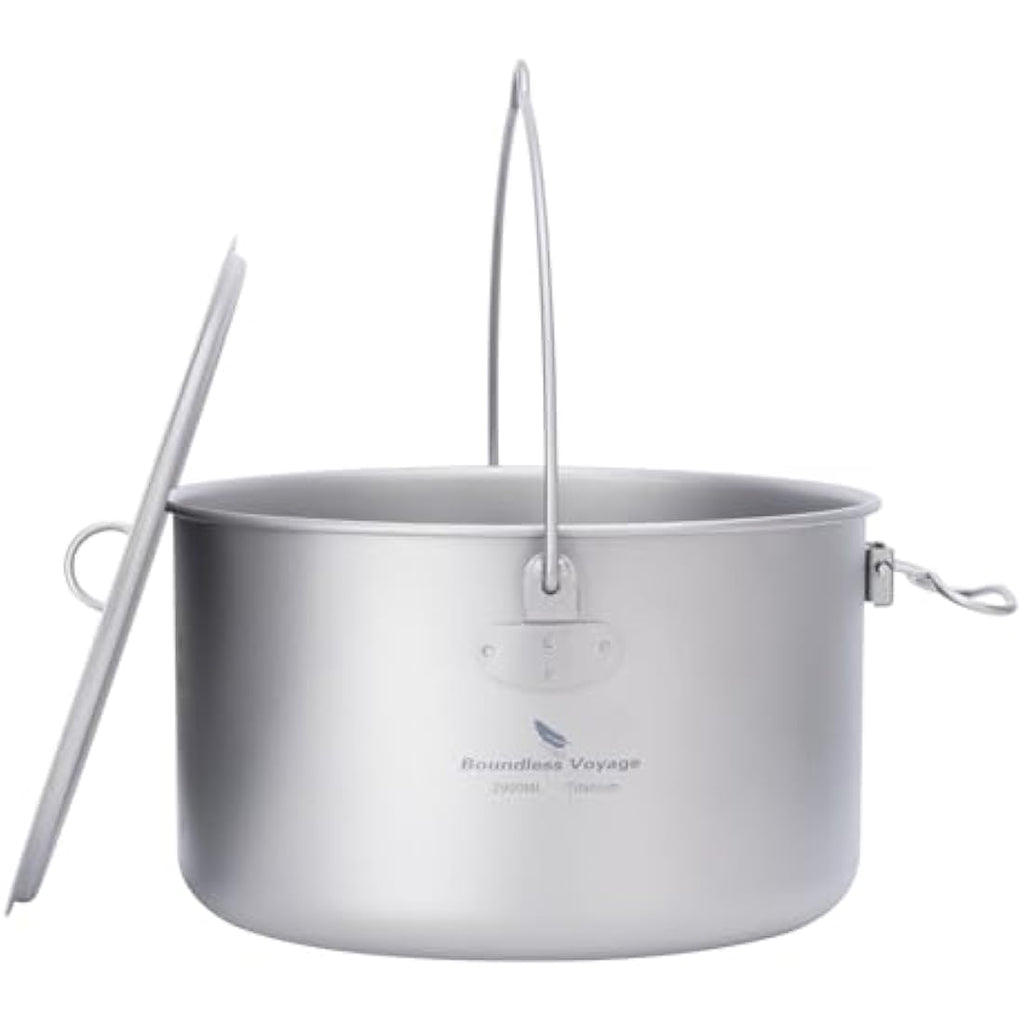 iBasingo 2.9L Titanium Camping Pot | Ultralight Hanging Cookware with Lid