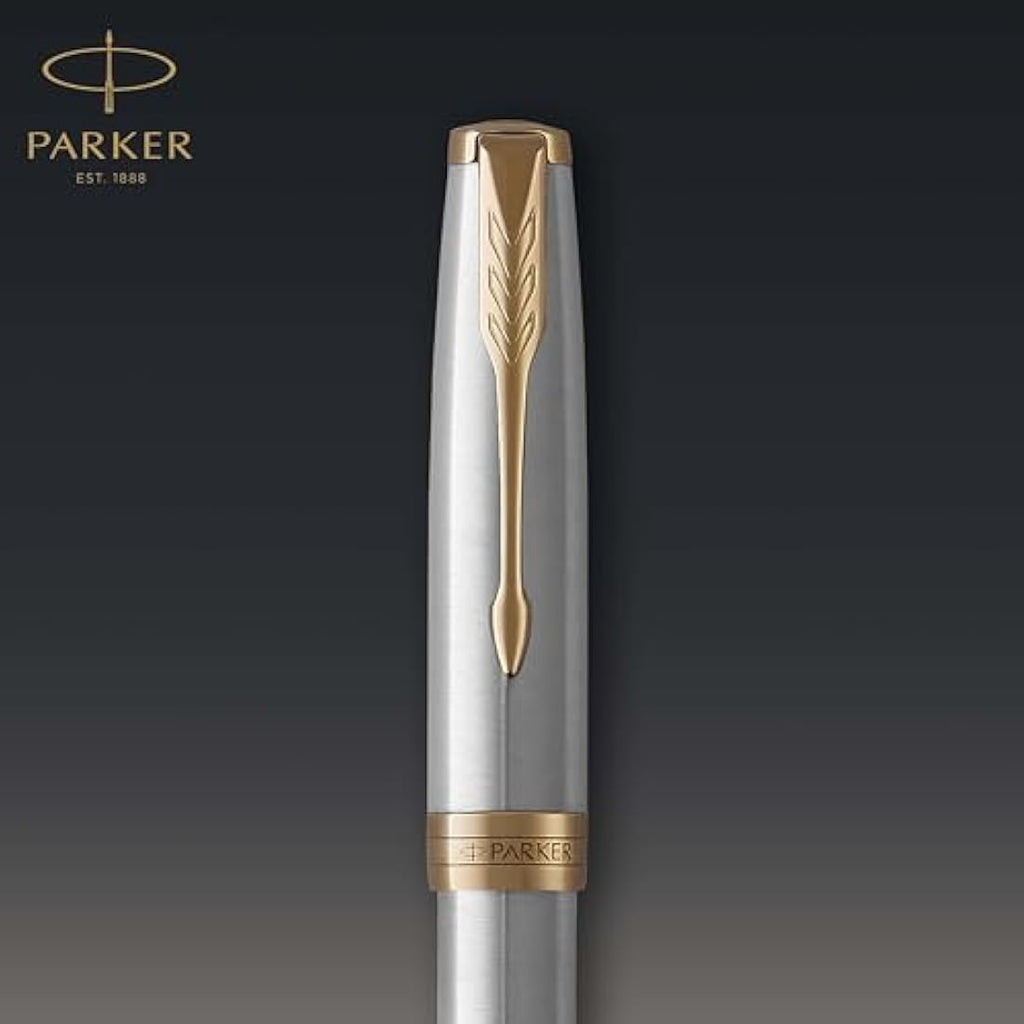 Parker Sonnet Fountain Pen – Stainless Steel with Gold Trim, Medium Nib