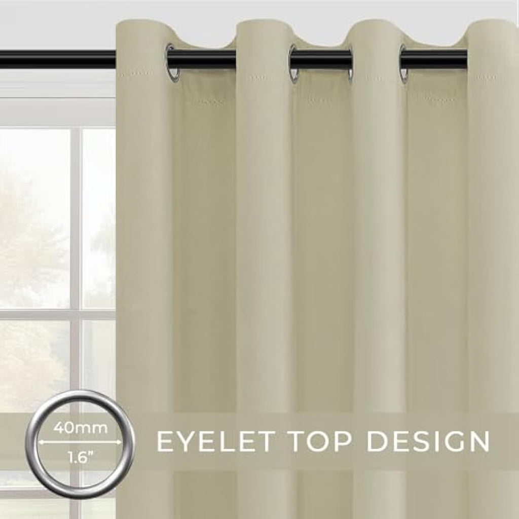 MRTREES Blackout Thermal Eyelet Curtains - Biscotti Beige, 46x90 Inch, 2 Pack