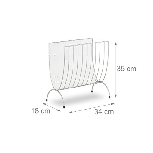 Relaxdays Metal Mesh Newspaper Stand – Modern Magazine Rack, Silver