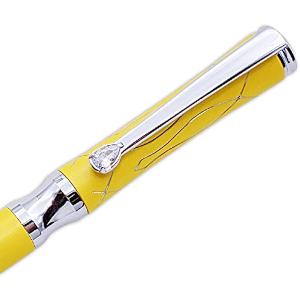 LACHIEVA LUX Crystal Executive Metal Ballpoint Pen - Yellow with Refills