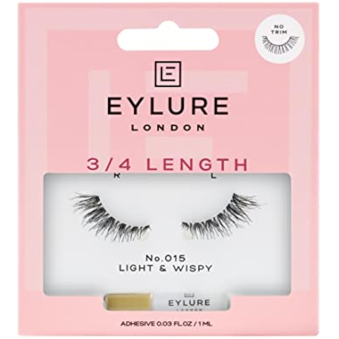 Eylure 3/4 Length No. 015 False Lashes – Black Strip Lashes (1 Pair)