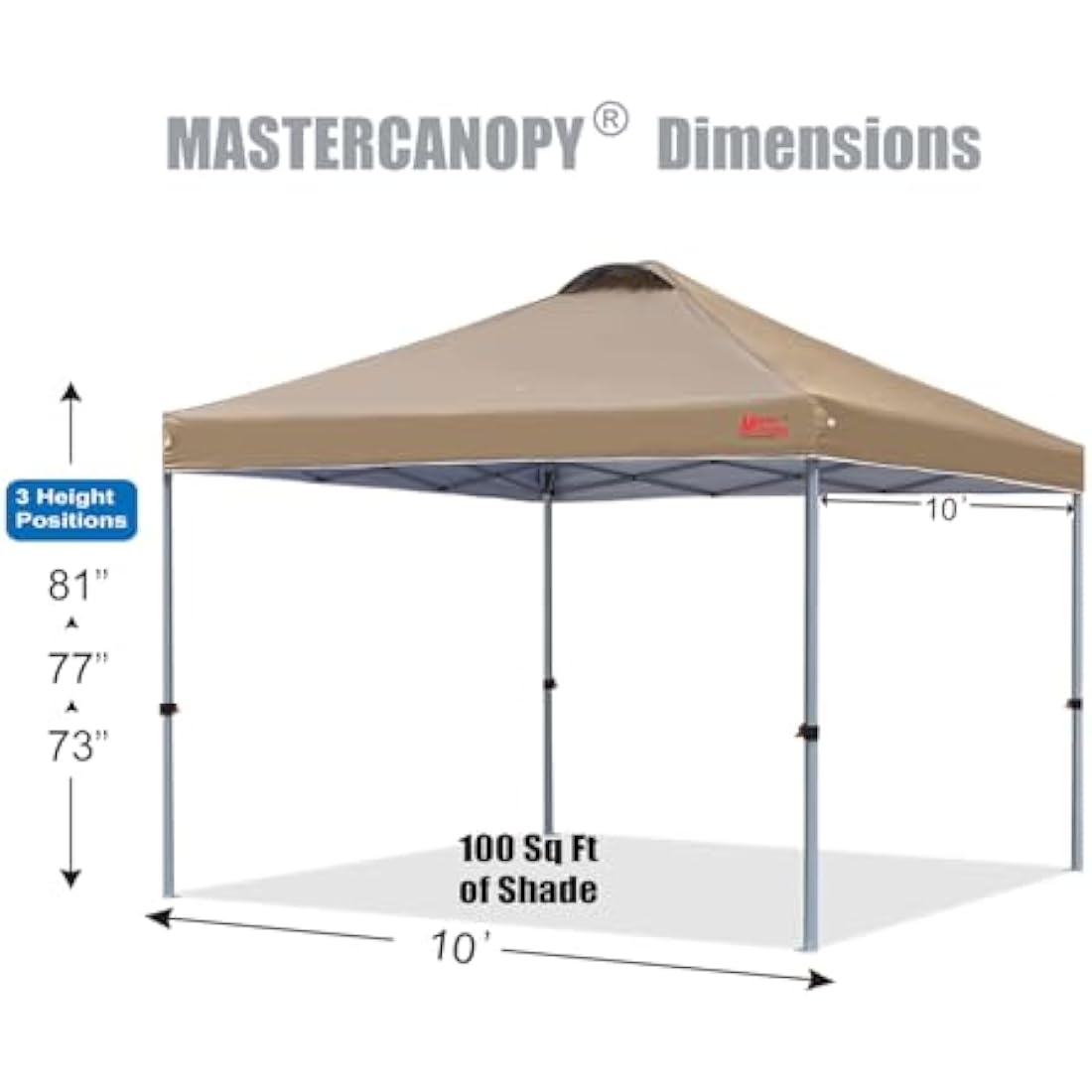 MASTERCANOPY 3x3M Pop-up Gazebo Tent | UV Protection Canopy - Khaki