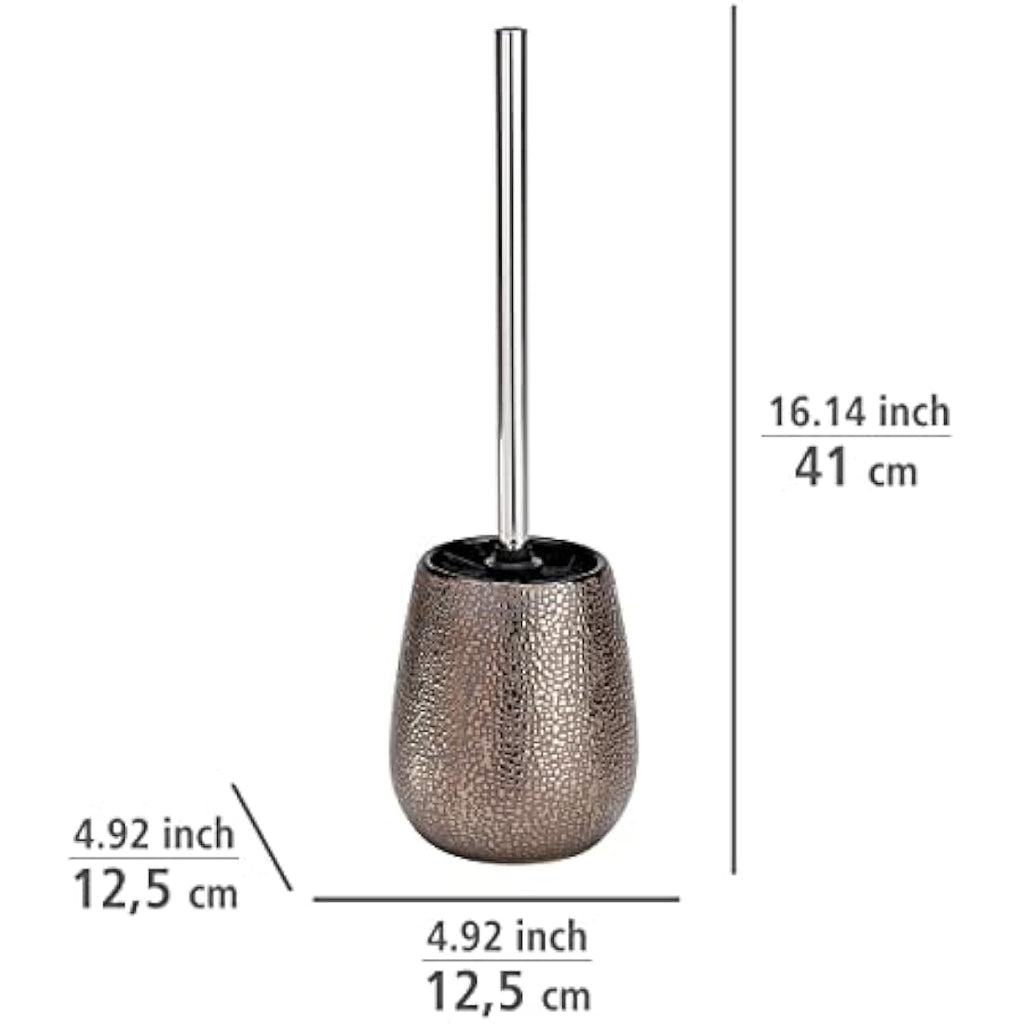 WENKO Marrakesh Toilet Brush and Holder – Brown Ceramic Bathroom Set