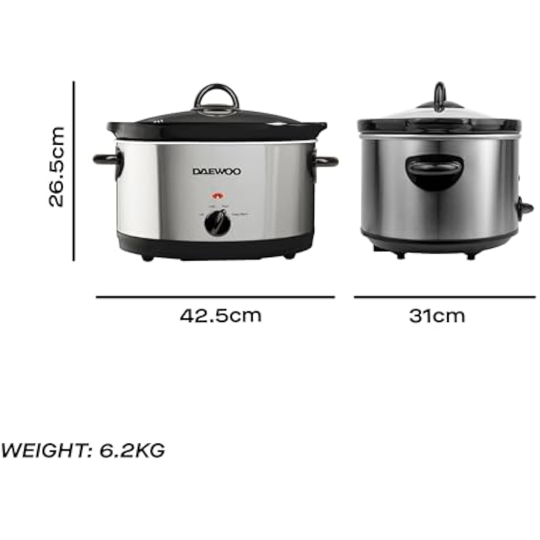 Daewoo 6.5L Slow Cooker – Large Ceramic Electric Pot in Black