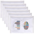 Jolof Store A4 Clear Plastic Popper Wallets - Document Folders, 6 Pack