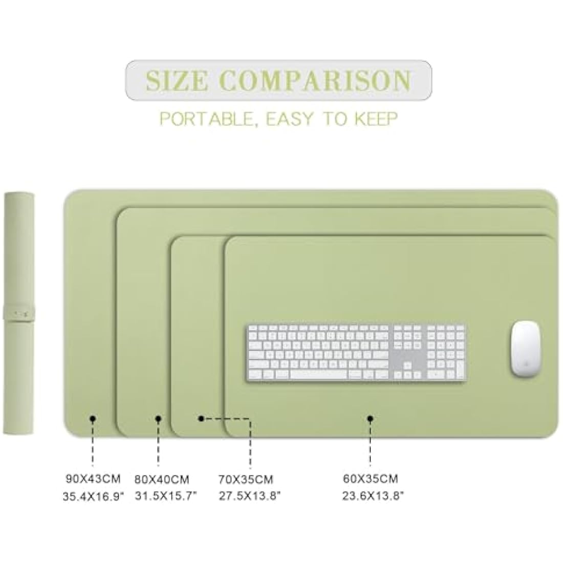 DOBAOJIA PU Leather Desk Pad - Waterproof Writing Mat, Light Green