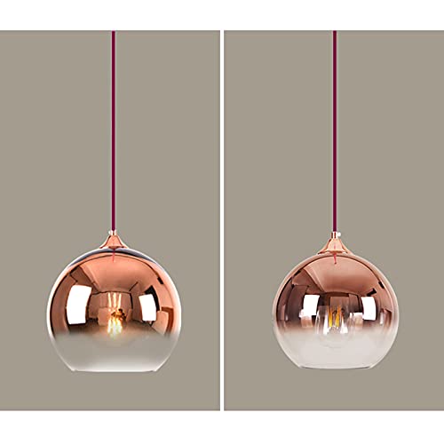 MZStech Modern Glass Globe Pendant Light – 20cm Rose Gold Chandelier
