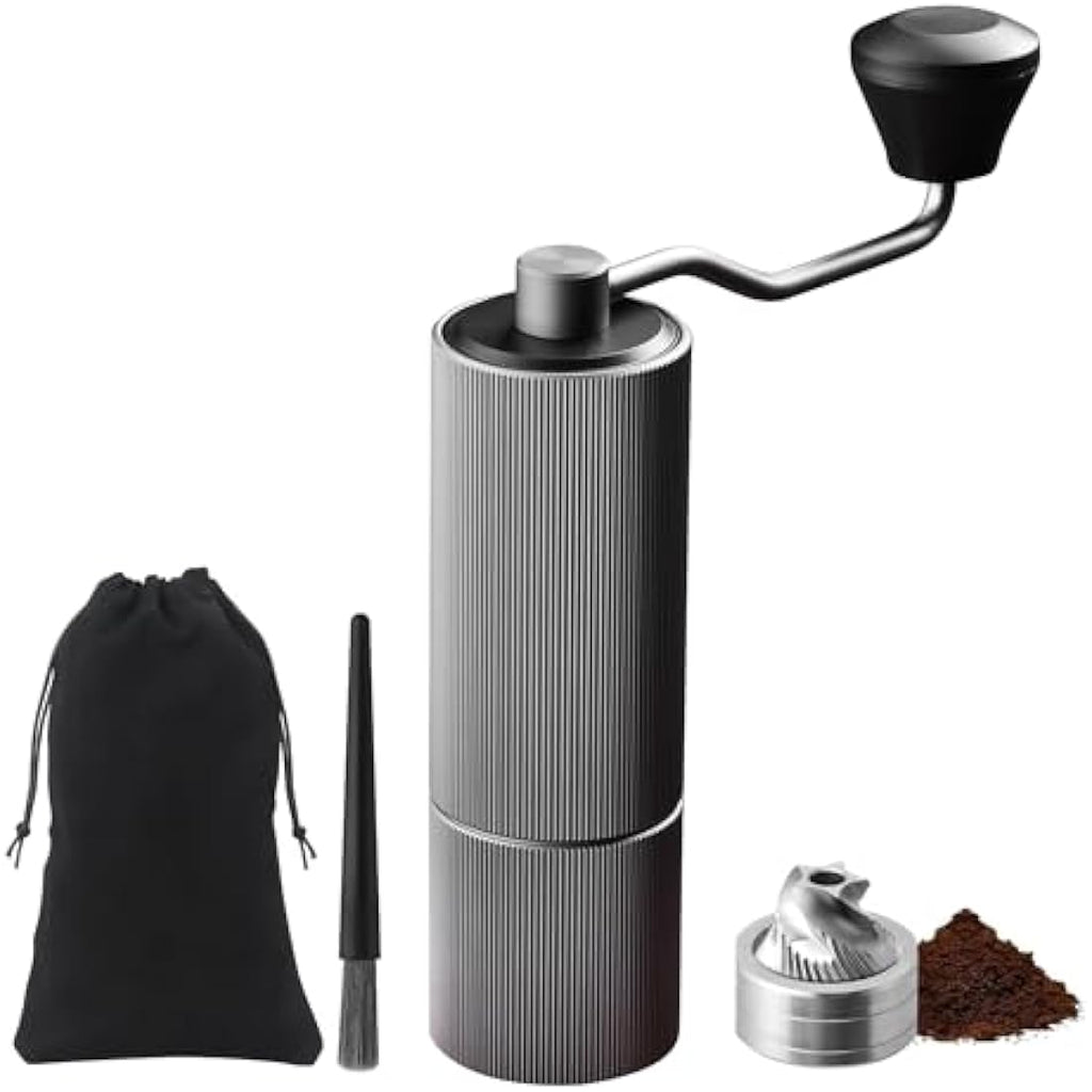ELMWAY Manual Coffee Grinder – Stainless Steel Burr & Aluminium Body