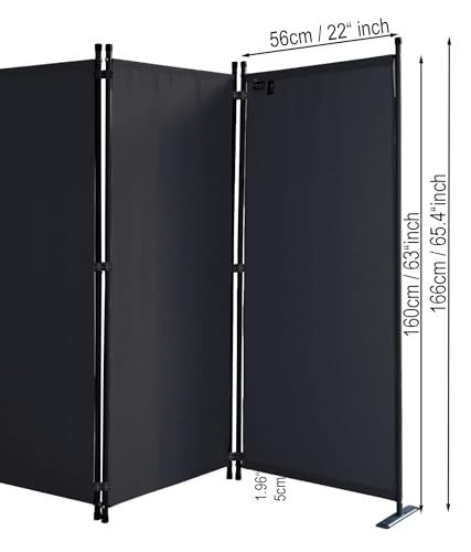 Jolof Store 4-Panel Room Divider – 220x165cm Foldable Privacy Screen Black