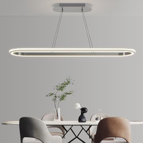 Modern LED Oval Pendant Light | Dimmable Kitchen Island Chandelier