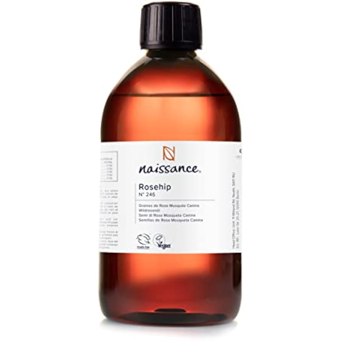 Naissance Rosehip Seed Oil – 100% Natural Vegan Face & Body Oil – 450ml