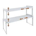 Goodsnetic Expandable Kitchen Cabinet Shelf | 2-Pack Heavy Duty Metal Riser