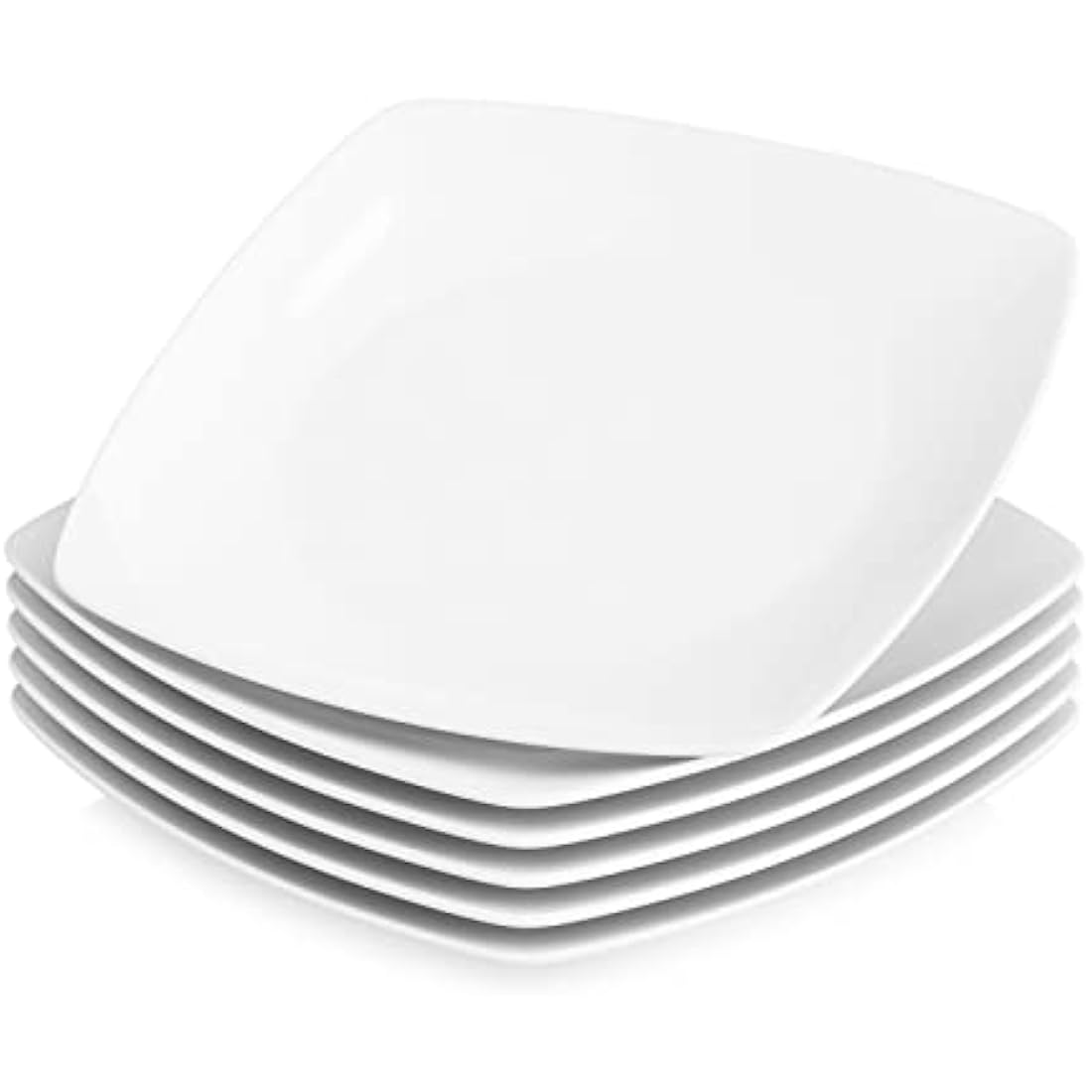 MALACASA Julia Square Dinner Plates - 6-Piece Ivory White Porcelain Set