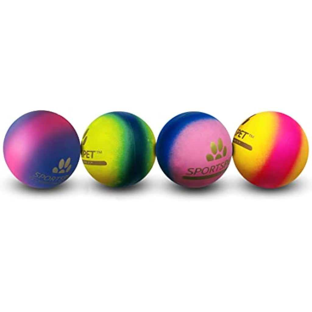 SPORTSPET Tough Bounce Natural Rubber Dog Balls - 4 Pack (65mm)