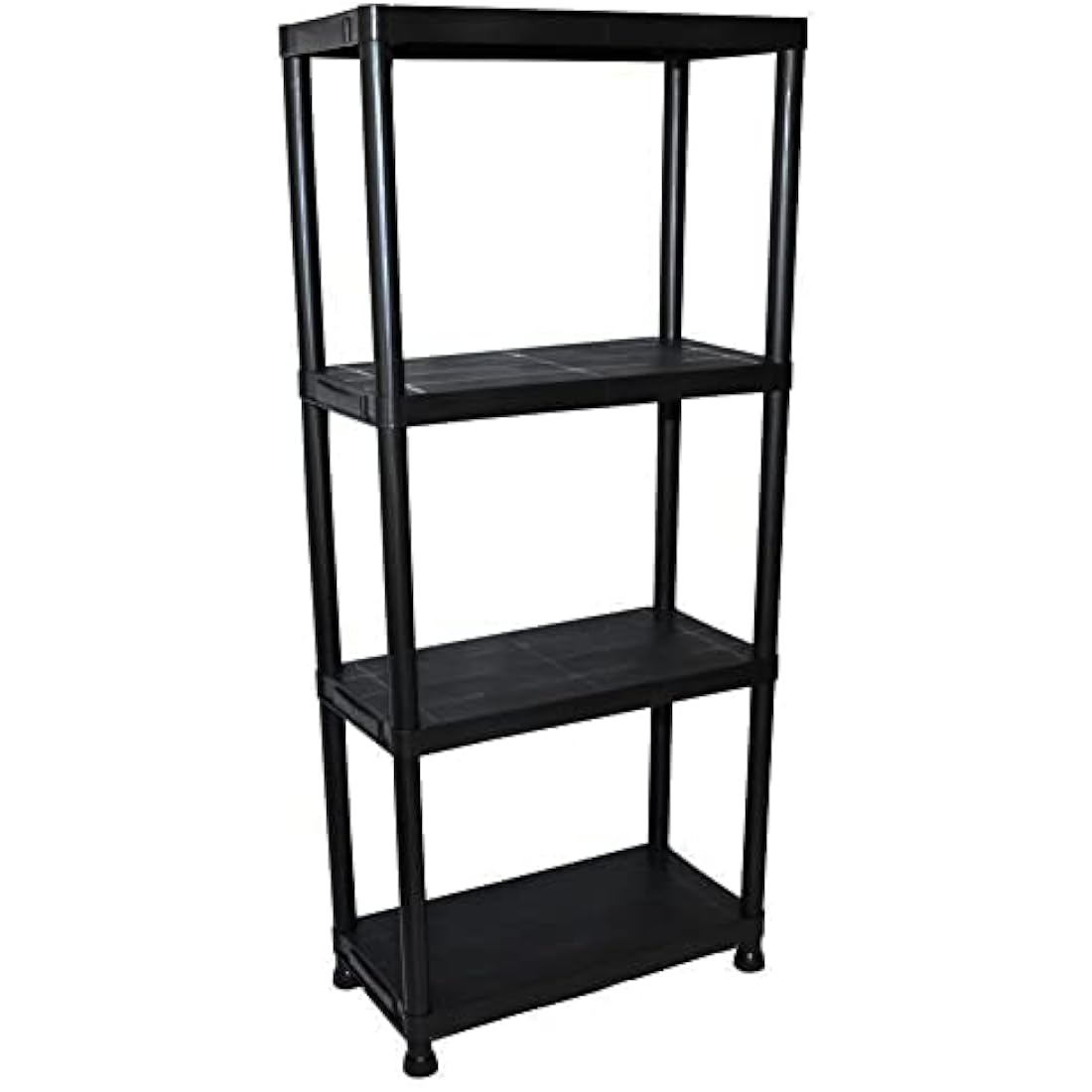 TAHA 4 Tier Black Plastic Garage Shelving Unit - 133x60x30cm